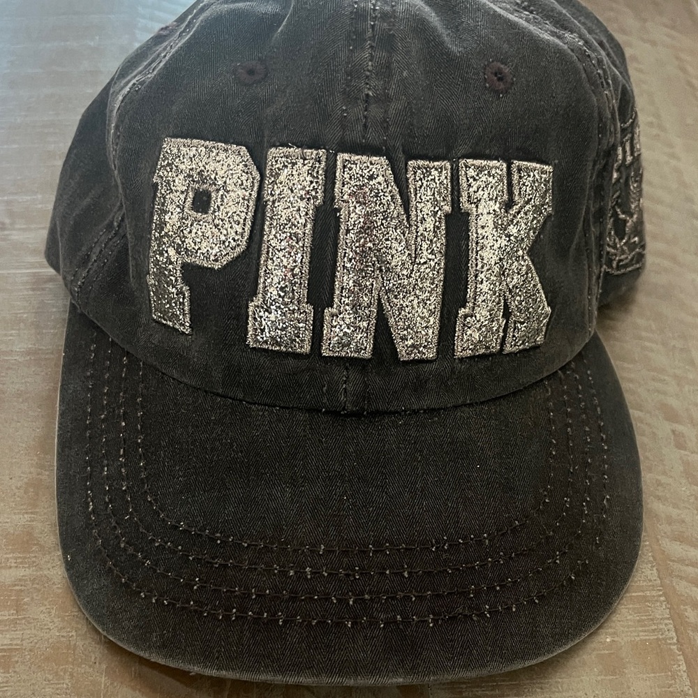 Vintage PINK Black Cap with Glittery Pink Logo